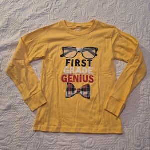 Wes and Willy boys size 6 yellow long sleeve shirt 1st Grade Genius VGUC